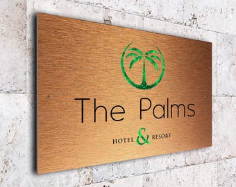 Custom Hotel Logo Sign: Full Color Outdoor Business Wall Plaque