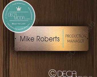 Custom Door Name Sign | Printed on Brushed Copper | Modern Business Decor