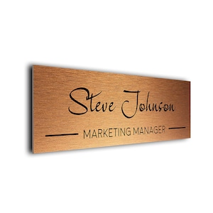 Custom Copper Door Name Sign | Custom Door Name Plate | Brushed Copper | Copper Office Signs | Contemporary Signs | Personalized Door Plate