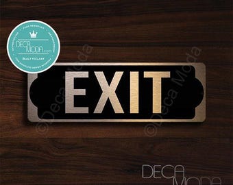 Brushed Copper Exit Door Sign: Indoor/Outdoor, 9x3 inches