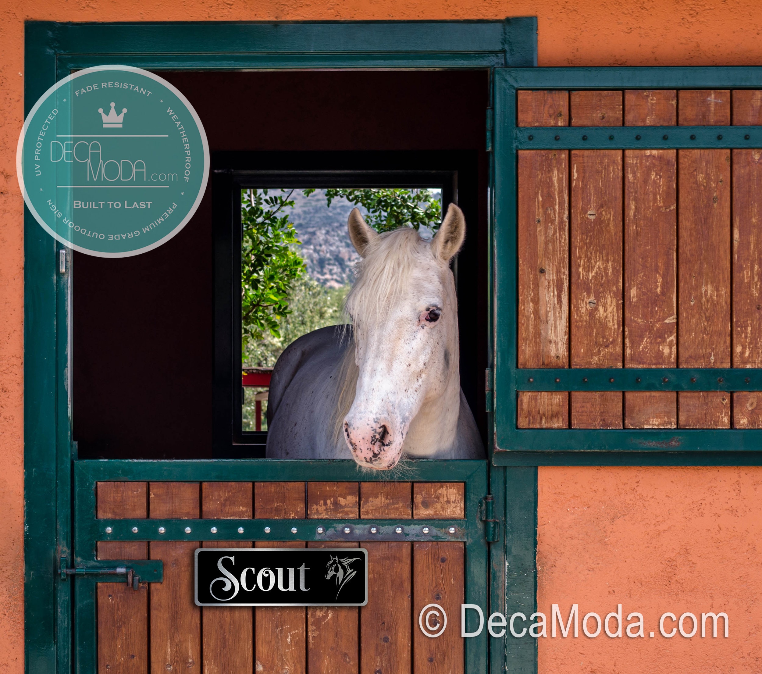Personalised Horse Stable Sign - Black Writing & Blue Glitter Effect, Pet Gift (Tags4Nags)