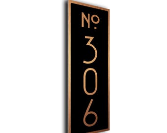 Vertical Door Number Sign: Modern Aluminum, Fade Resistant