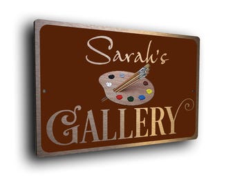 Personalized Art Gallery Sign: Brushed Bronze Artist Plaque