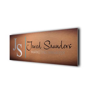 Custom Copper Door Sign: Brushed Metal Name Plate