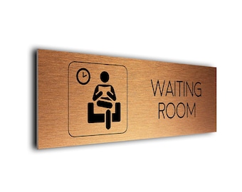 Brushed Copper Waiting Room Sign: Contemporary Office Door Plate