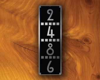 Craftsman House Numbers Sign: Brushed Silver Outdoor Address Plaque