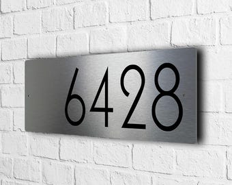Brushed Silver Address Sign: Modern Outdoor Number Plaque