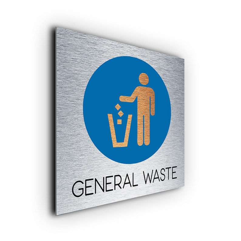 Brushed Metal General Waste Sign: Indoor/outdoor Durable Bin Label - Etsy