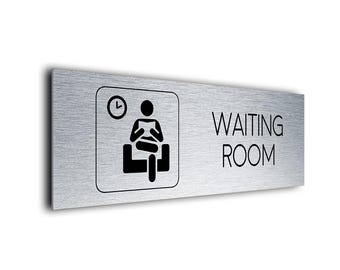 Brushed Metal Waiting Room Sign: Modern Office Decor
