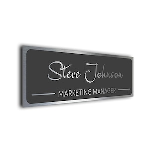 Modern Door Name Sign | Custom Door Name Plate | Brushed Metal Finish | Office Sign | Contemporary Door Sign | Personalized Sign | Door Name