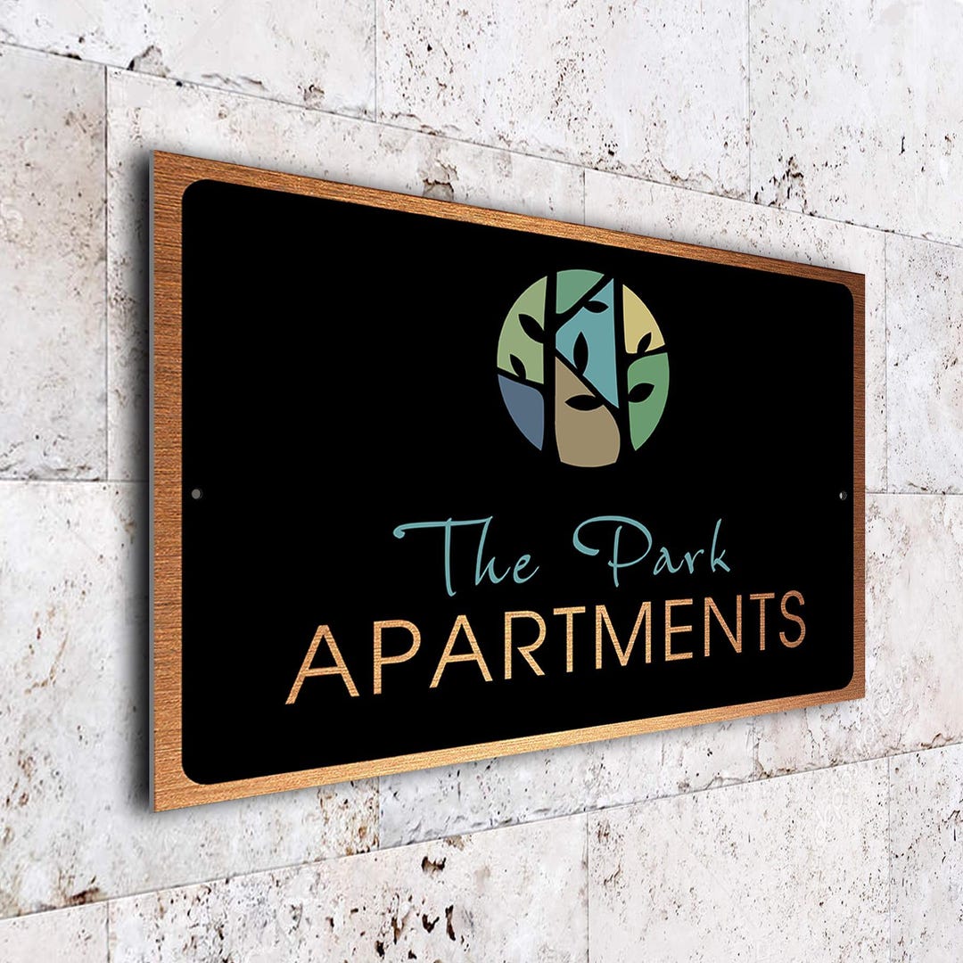 Custom Apartment Logo Sign: Weatherproof Aluminum Wall Plaque - Etsy