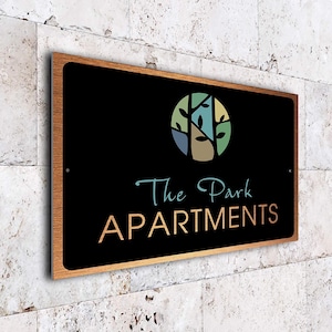 Custom Apartment Logo Sign: Weatherproof Aluminum Wall Plaque