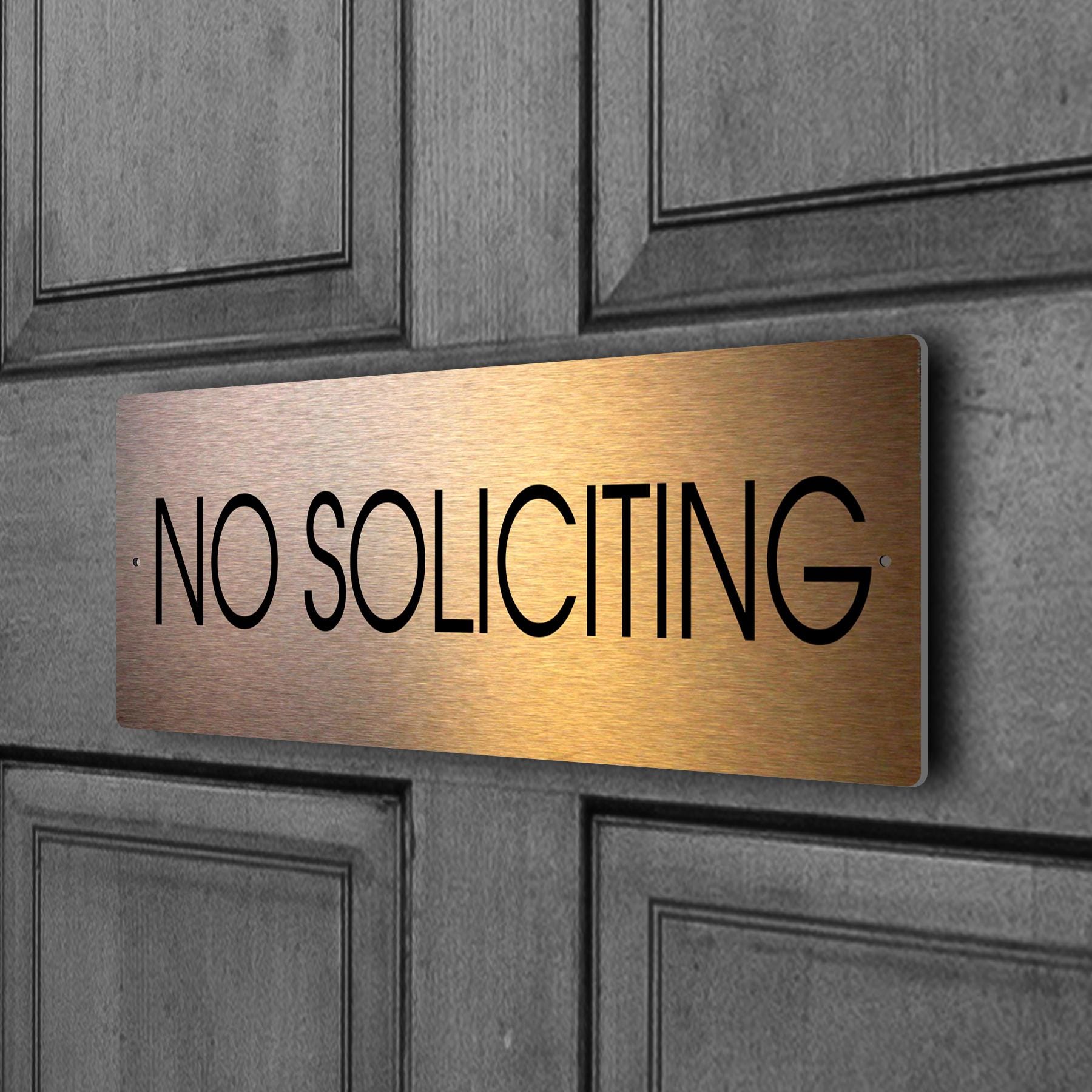 No Soliciting Sign, Brushed Aluminum, Copper Finish, Solicitation, Copper No soliciting, No solicit, Front door Sign, Classsy No soliciting
