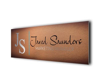 Custom Copper Door Sign: Brushed Metal Name Plate