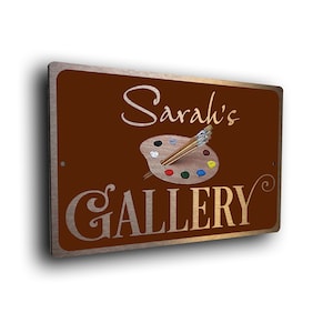 Custom Art Gallery, Personalized Gallery, Art Gallery Plaque, Gift For Artist, Artist Gift Ideas, Personalized Gifts, Signs, Artist Décor,