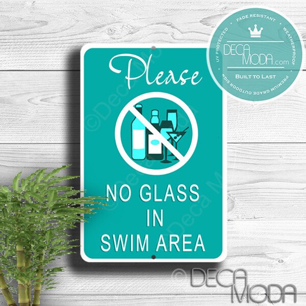 No Glass Pool Sign - Etsy