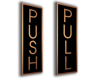 Push Pull Plate, Set of 2, Door Push Pull Signs, Brushed Metal Finish, Push, Pull,  Door Plates, Business signs, Push Pull, Door Sign Plates