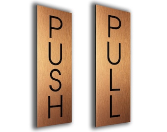 Kupfer gebürstet Push Pull Türschild-Set: Metallschilder Geschäft