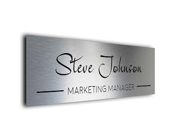 Personalized Brushed Metal Door Sign: Custom Office Name Plate