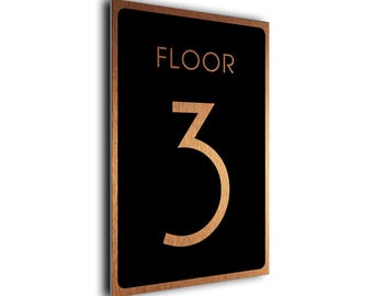 Custom Floor Number Sign: Brushed Copper & Matte Black