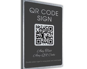 Individuell gestaltetes QR-Code-Schild, Social-Media-Website-Plakette aus gebürstetem Aluminium