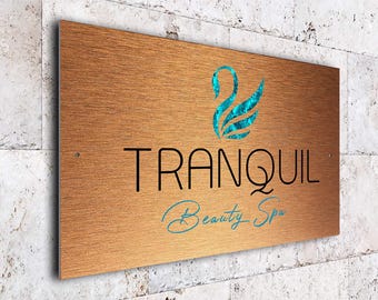 Custom Spa Logo Sign: Weatherproof Aluminum Wall Plaque