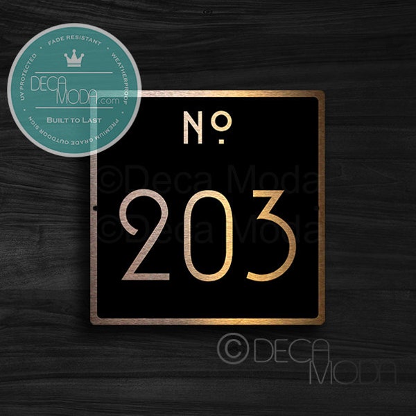 Custom Room Signs | Hotel Room Numbers | Apartment Numbers | Black and Copper Finish | Contemporary Design | Hotel Decor