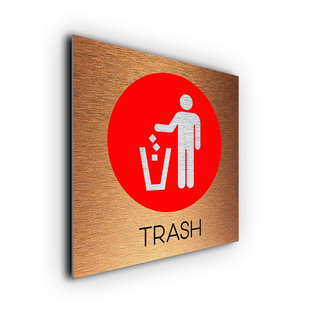 Brushed Metal Trash Bin Sign: Weatherproof Aluminum Composite - Etsy