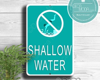 Shallow Water Sign, Swimming Pool Signs, Pool Signs, Pool Shallow Water Signs, Pool Shallow Water Sign, Pool Signs, Shallow Water Pool Decor