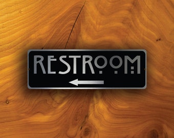 RESTROOM DOOR SIGN, Restroom Directional Sign, Restroom Pointer sign, Restroom Decor, Restroom plaque, Restroom plate, restroom door signs