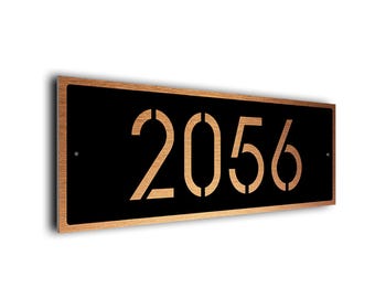 Stencil Font Address Sign: Custom House Number, Outdoor Metal Sign