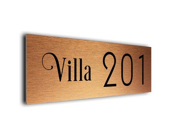 Brushed Aluminum Villa Number Sign: Modern Outdoor Address Plaque