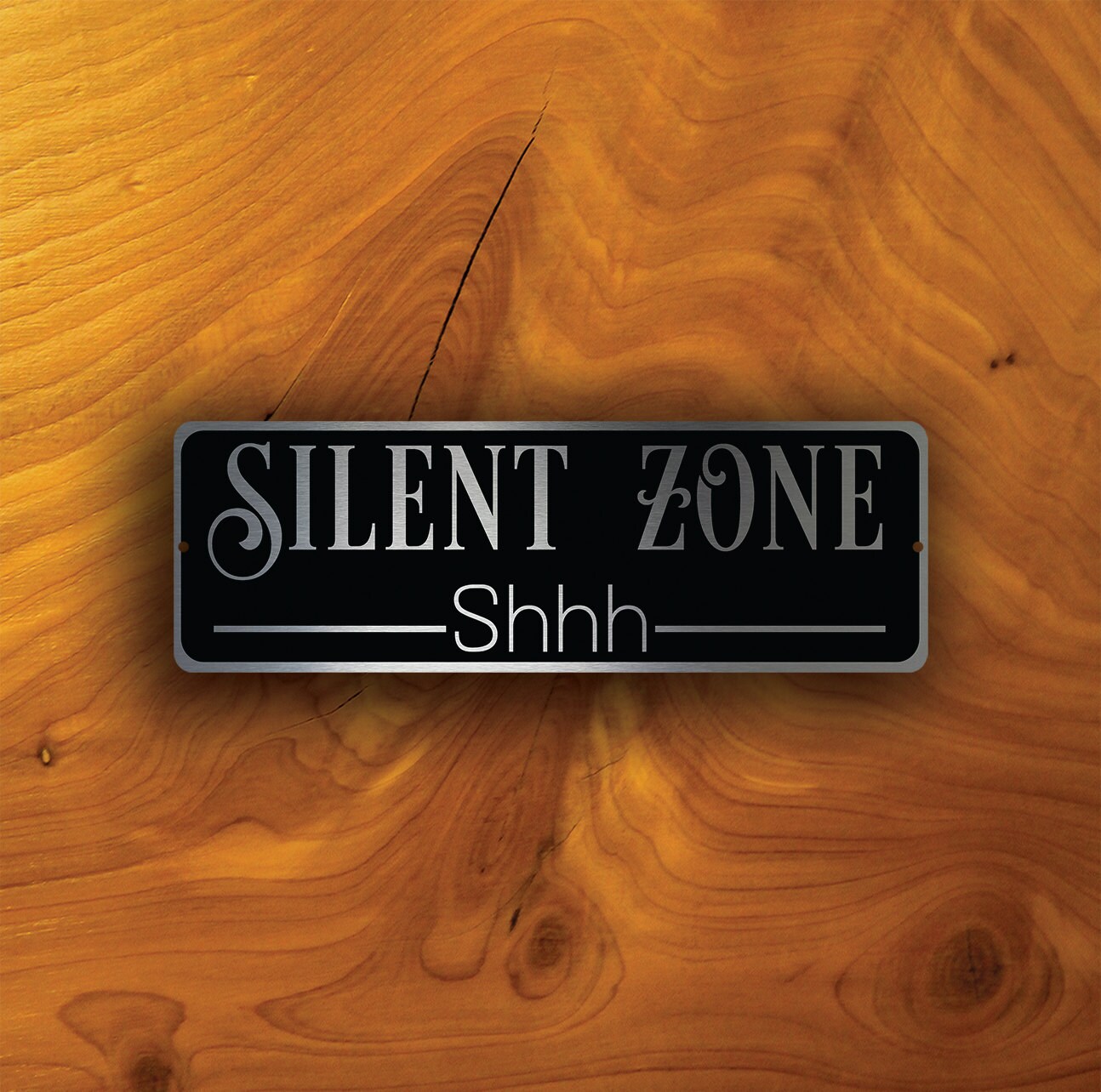 Silent Zone Sign: Brushed Silver Metal, Quiet Please Plaque - Etsy