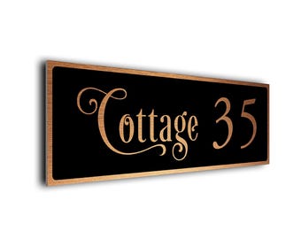 Custom Cottage Number Sign: Brushed Aluminum, Modern Rustic Decor