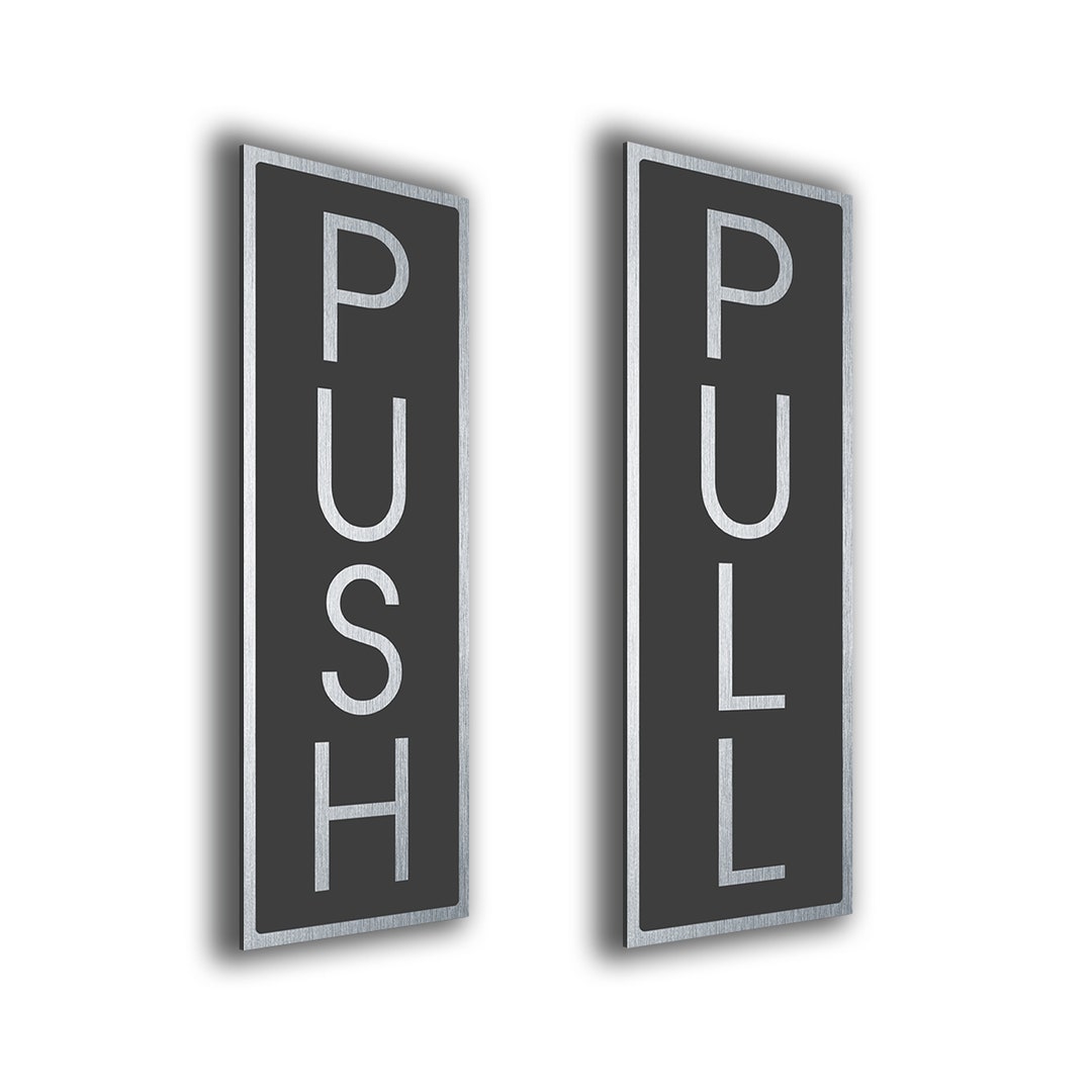 Push Pull Door Plate, Set of 2, Door Signs, Metal Finish, Door Plates