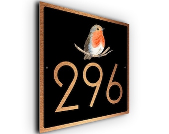 Robin House Number Sign: Weatherproof Outdoor Address Plaque