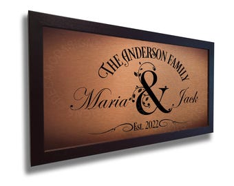 Personalized Anniversary Sign: Family Name, Walnut Frame