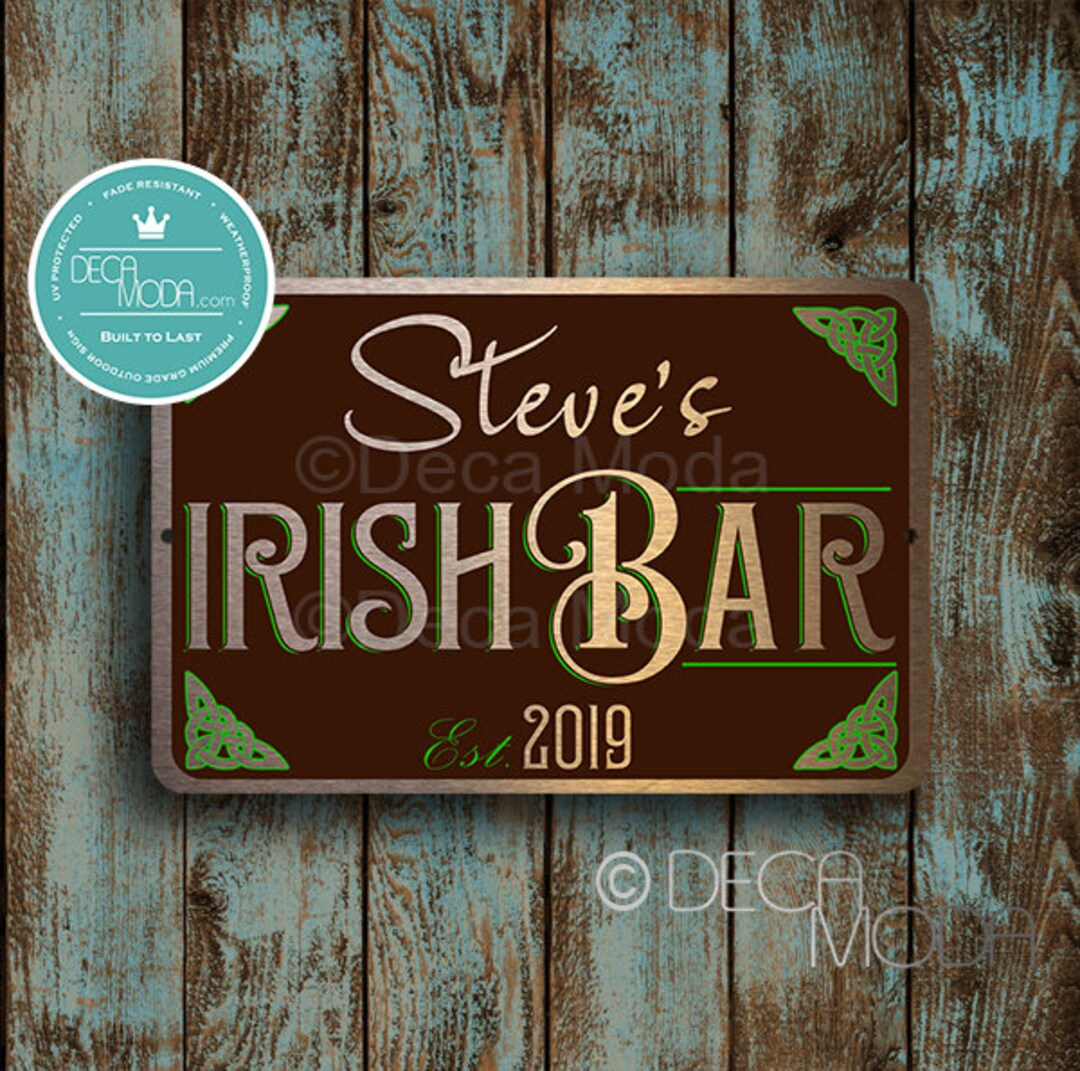 Irish Bar Sign Personalized Signs Brushed Composite Bronze Etsy