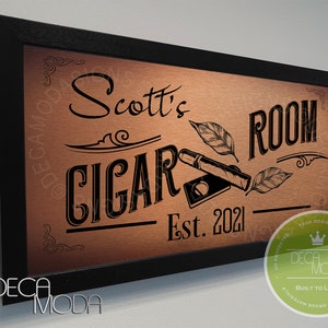 PERSONALIZED CIGAR ROOM Sign, Cigar Room Sign, Custom Signs, Cigar Room Signs, Gift For Smoker, Wood Frame, Custom Cigar Room Signs
