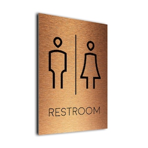 Modernes Toilettenschild: Aluminium gebürstet, lichtbeständig