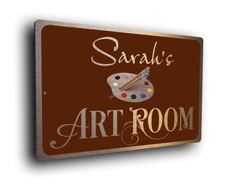 Personalized Art Room Sign: Brushed Bronze Copper Finish