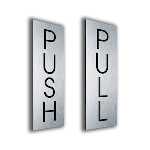Türschilder, Push Up Schild, Pull Schild, 2er Set, Tür Push Pull Schilder, gebürstete Metalloberfläche, Push Pull Türschilder