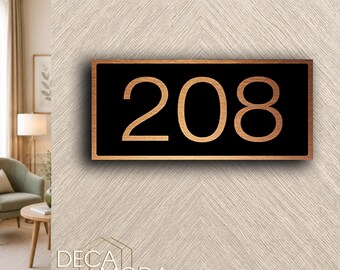 Custom Room Number Sign, Brushed Metal Hotel Door Plaque for Apartments and Buildings