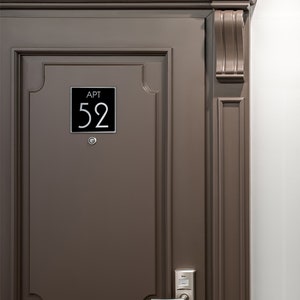Custom Apartment Number Signs Condo Room Numbers Brushed Silver and Matt Black Finish Contemporary Design Apartment decor image 4