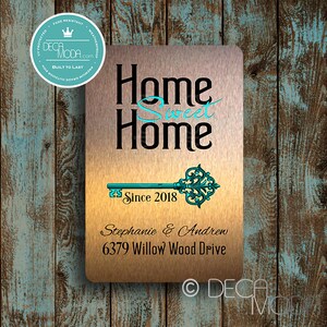 Home Sweet Home Sign, Personalized Home Sweet Home, Brushed Copper Finish, Fade Resistant,Home Decor, House Warming Gift, New Home Owner