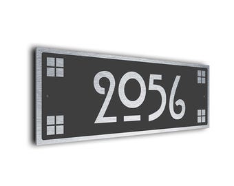 Custom Craftsman Address Sign: Brushed Metal House Number