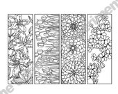 DIGITAL DOWNLOAD, Flower Coloring Bookmarks, Birthday Favors, Art Party Favors, Baby Shower Favor, Coloring Pages, Unique Gifts for Women