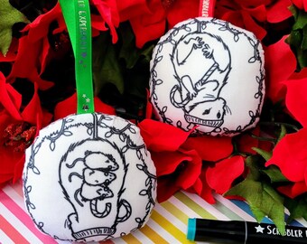 Double Sided Possum Coloring Ornament, Possum Christmas Ornament, Christmas crafts, stocking stuffers for adults, Adult Coloring gifts