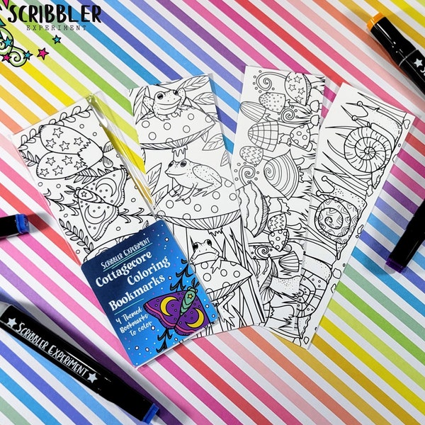 cottagecore coloring bookmarks for adults, frogcore frog bookmark for kids, stocking stuffers for teens, book gifts for book lovers