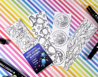 Marcadores de páginas para colorir oceano para crianças, marcadores de golfinhos para meninas, meias para adolescentes, livros de presentes para ela, artes e ofícios para
